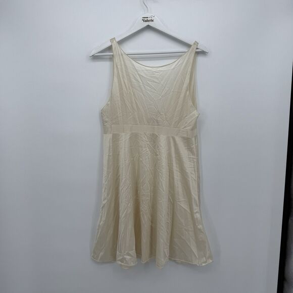 Mistee Vintage Ivory Mini Slip Dress Size Large Nylon Coquette - Picture 1 of 11